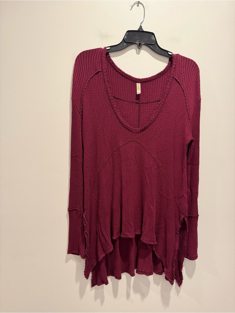 Free People Sunset Park Waffle Knit High Low Thermal